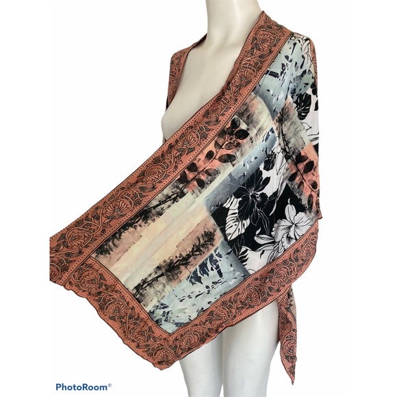 Tolani Collection Multi Pattern Block Print Floral Draping Kimono Jacket Sz XS - Picture 3 of 8